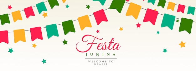 Festa junina flags bannière décoration guirlande Vecteur gratuit