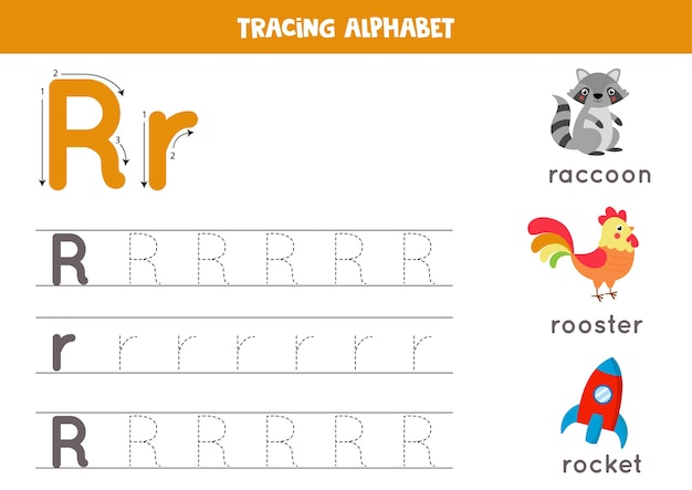 Feuille De Calcul De Tracage Alphabet Pages D Ecriture Az Tracage De La Lettre R En