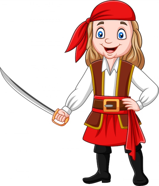 Fille de pirate dessin animé tenant une épée | Télécharger ...