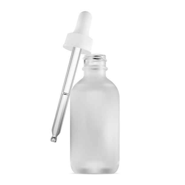 Flacon Compte-gouttes. Pipette En Verre Blanc De Sérum Cosmétique