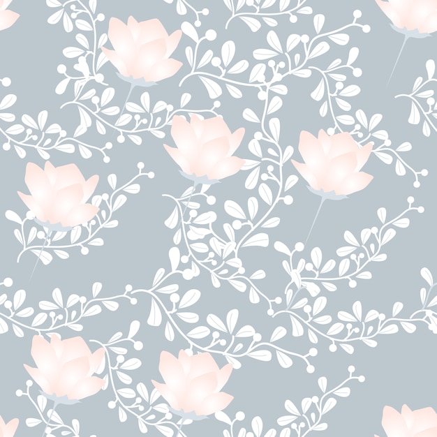 Fleur Blanche Et Rose Sur Fond Transparent Motif Bleu