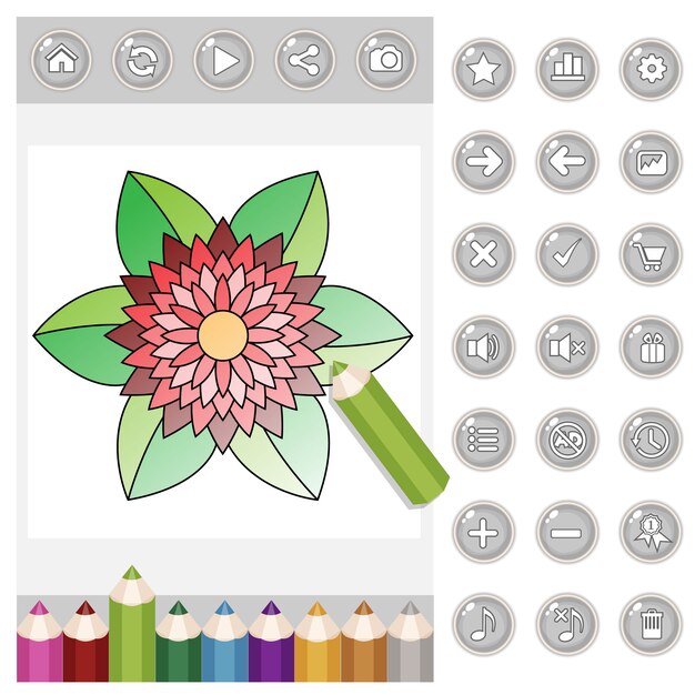 Fleur De Mandala à Colorier Gui Pour Adultes Ensemble De