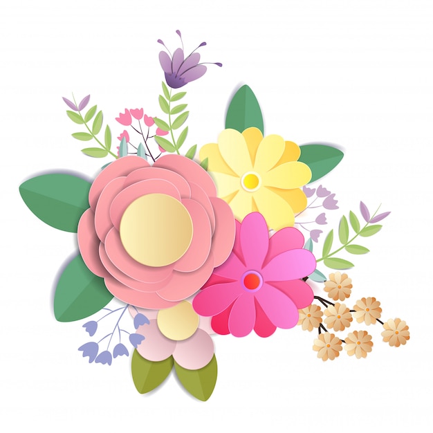 Fleurs En Papier Craft Bouquet Floral Festif Clipart