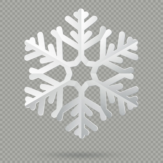 Flocon De Neige De Noel En Papier Plie Realiste Blanc Avec Ombre Sur Fond Transparent Vecteur Premium