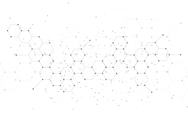 Fond abstrait tech de structure moléculaire. conception médicale Vecteur Premium