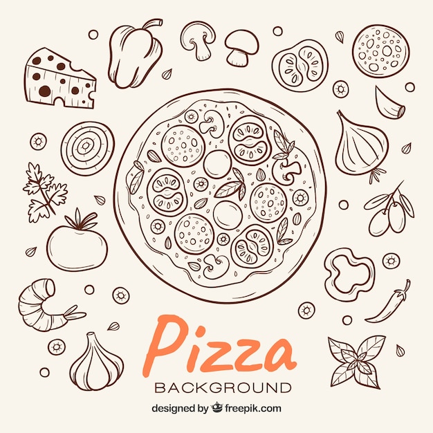 Fond D Arriere Plan Et Ingredients De Pizza Vecteur Premium