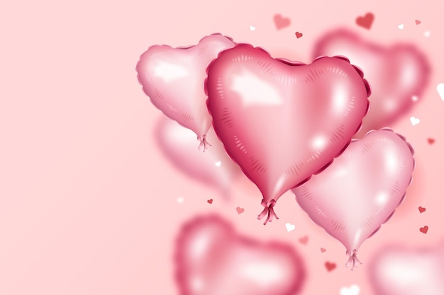 Fond Avec Des Ballons En Forme De Coeur Rose Pour La Saint Valentin Vecteur Gratuite