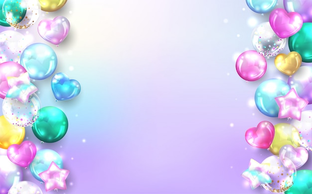  Fond  De Ballons Pastel  Pour Carte De Joyeux Anniversaire  