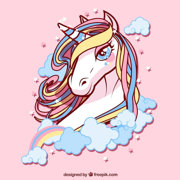 Fond D Une Belle Licorne De Couleurs Vecteur Gratuite