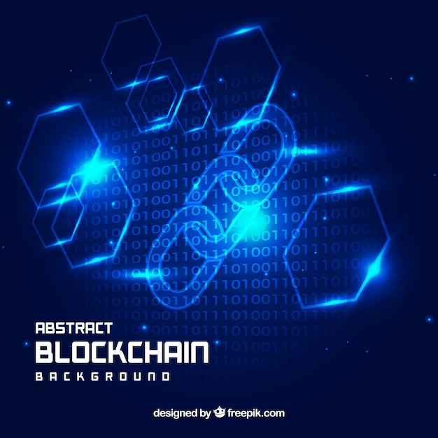 Fond de blockchain bleu abstrait Vecteur gratuit