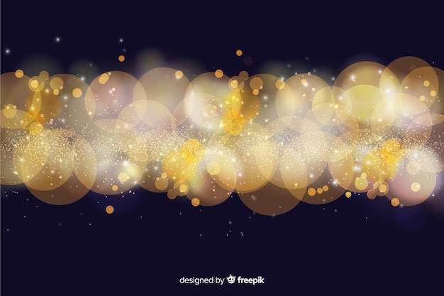 Fond de bokeh avec des particules d'or Vecteur gratuit