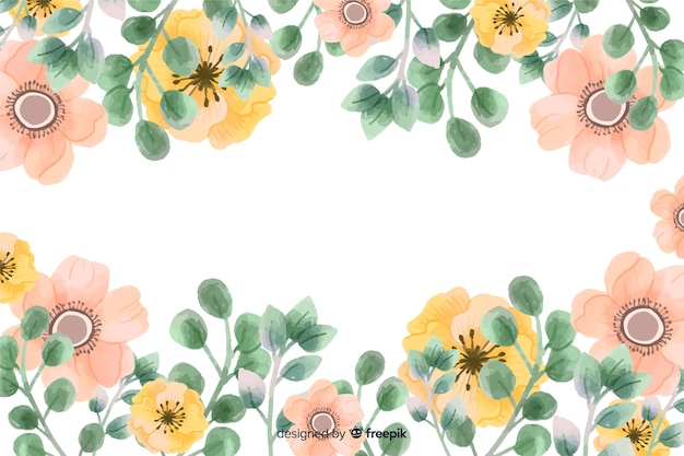 Fond De Cadre De Fleurs Avec Dessin Aquarelle Télécharger