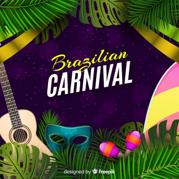 Fond de carnaval brésilien réaliste Vecteur gratuit