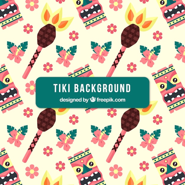 Fond coloré avec motif de masque tiki Vecteur gratuit