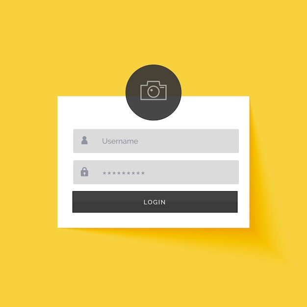 Fond de conception de modèle de formulaire de connexion jaune Vecteur gratuit