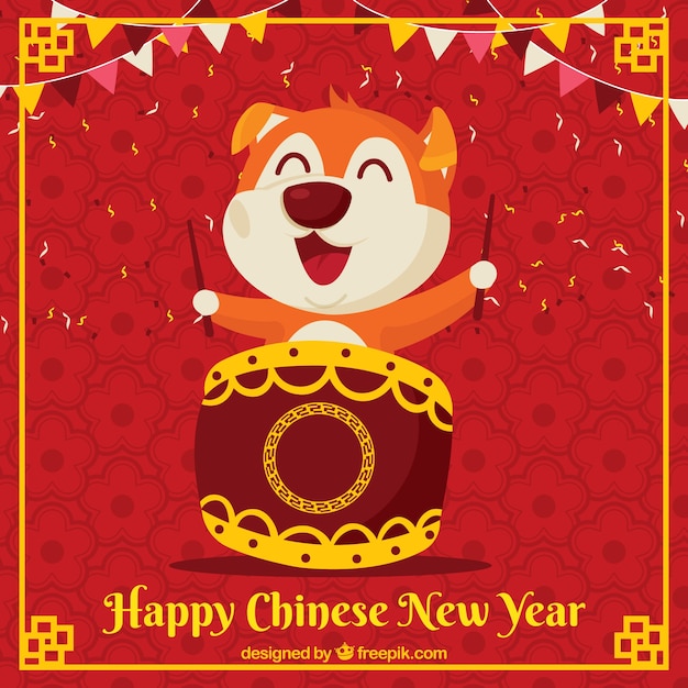 Fond de nouvel an chinois avec un chien ludique Vecteur gratuit Fond de nouvel an chinois avec un chien ludique Vecteur gratuit