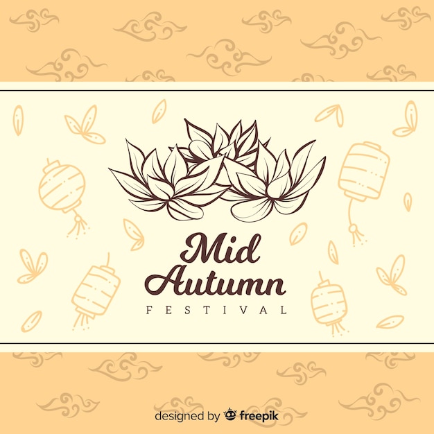 Fond décoratif pour le festival de la mi-automne dans un style dessiné à la main Vecteur gratuit