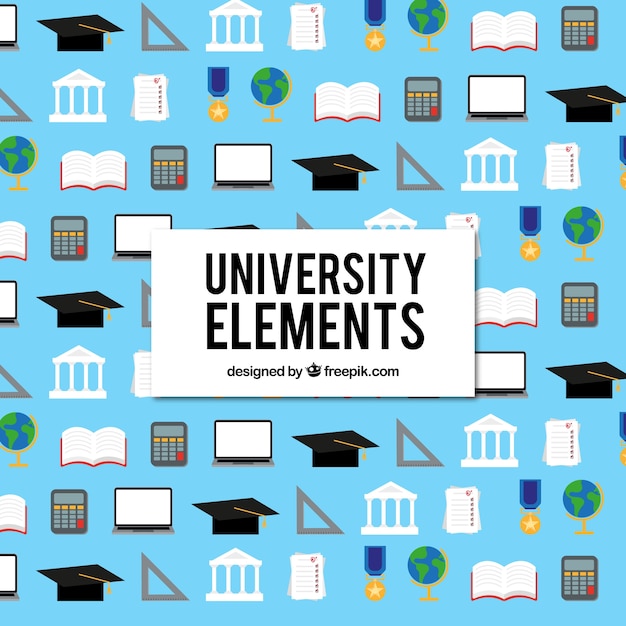 Fond d'éléments universitaires dans le style plat Vecteur gratuit