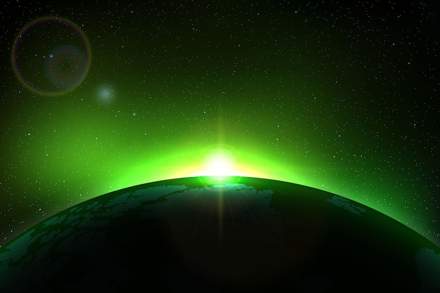 Fond d'espace avec une éclipse solaire totale pour votre conception Vecteur Premium