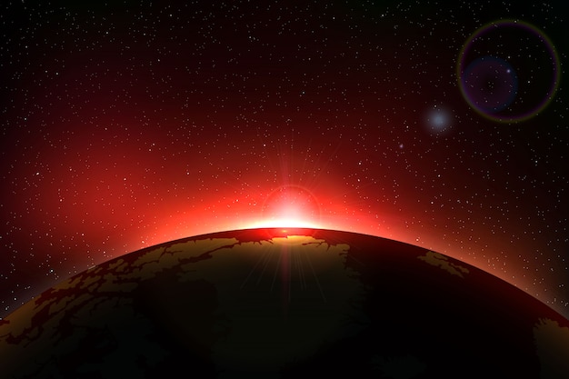 Fond d'espace avec une éclipse solaire totale pour votre conception Vecteur Premium