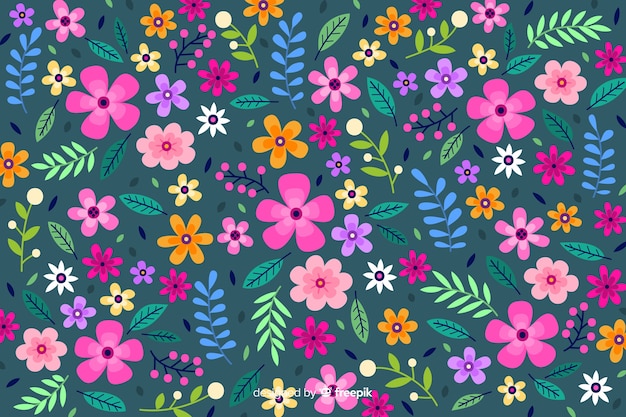 Fond de fleurs colorées ditsy Vecteur gratuit
