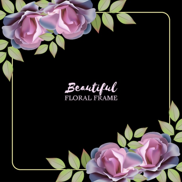 Fond floral multi-usage avec cadre rose pourpre Vecteur Premium