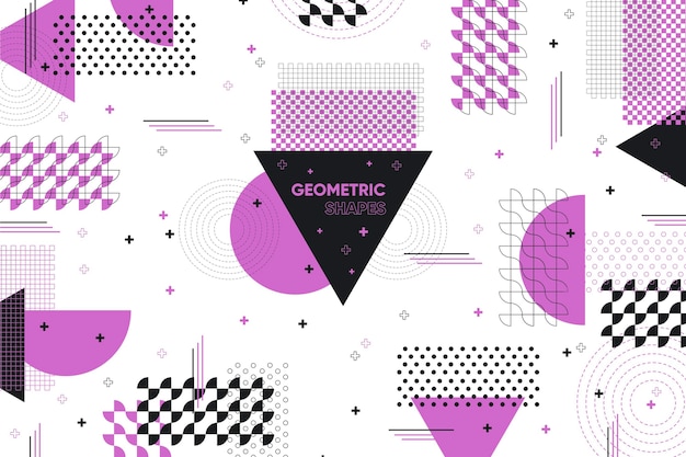 Fond de formes géométriques plats et effet memphis violet Vecteur gratuit