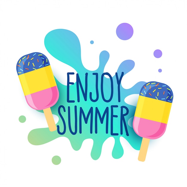 Fond de glace été heureux avec des éclaboussures d'eau Vecteur gratuit
