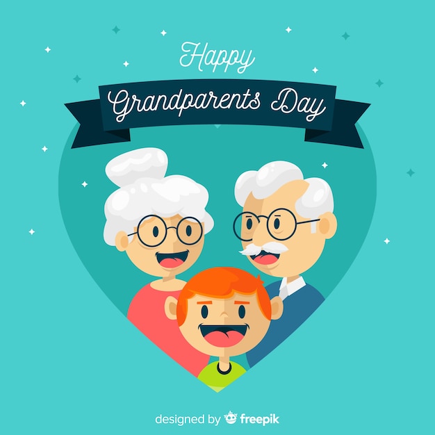 Fond de jour des grands-parents avec coeur Vecteur gratuit