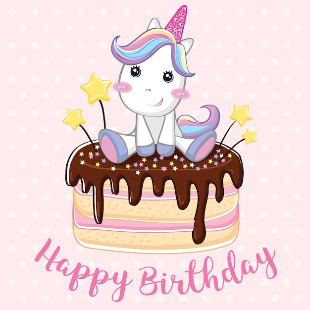 Fond De Joyeux Anniversaire Licorne Vecteur Premium