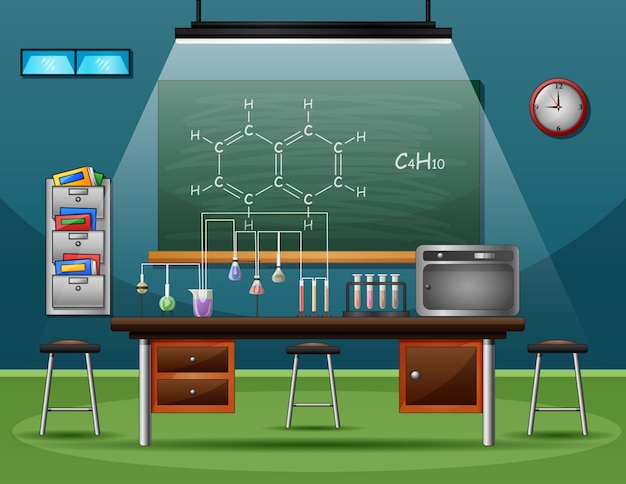 Fond De Laboratoire Chimique Et Equipement Moleculaire Vecteur Premium