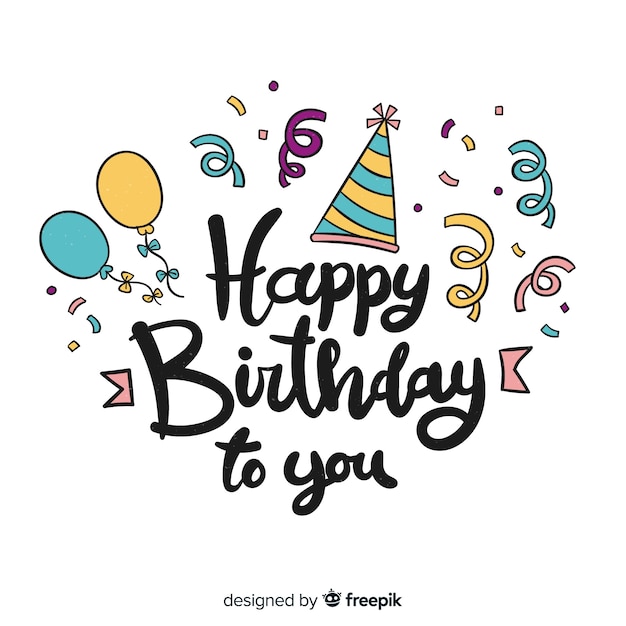 Fond De Lettrage Joyeux Anniversaire Créatif Vecteur gratuit