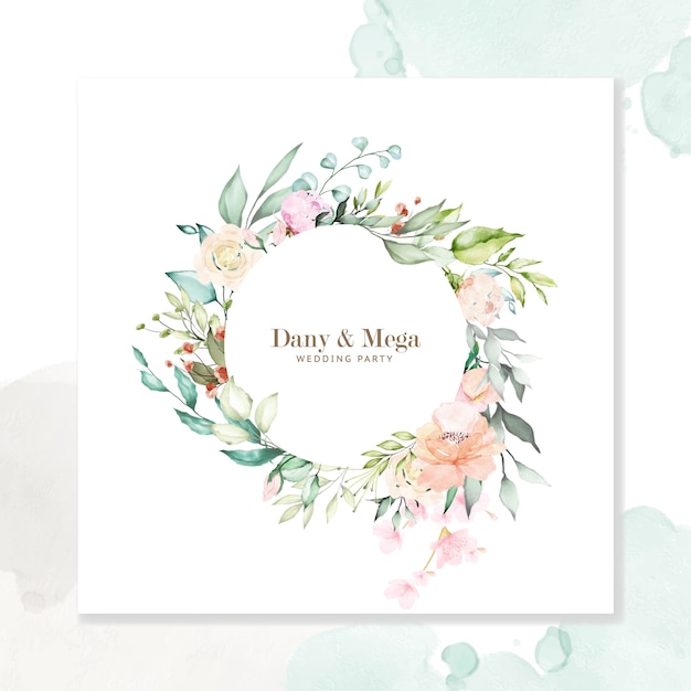 Fond multi-usage aquarelle cadre floral Vecteur Premium