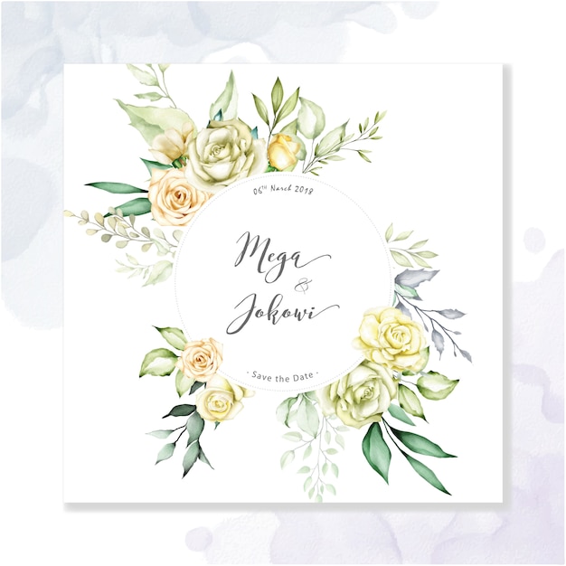 Fond multi-usage aquarelle cadre floral Vecteur Premium
