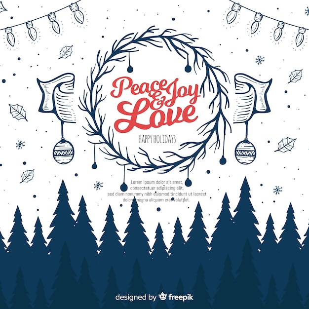 Fond de noël dessiné à la main Vecteur gratuit
