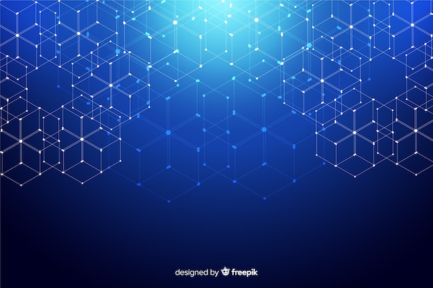 Fond de particules de technologie hexagonale Vecteur gratuit