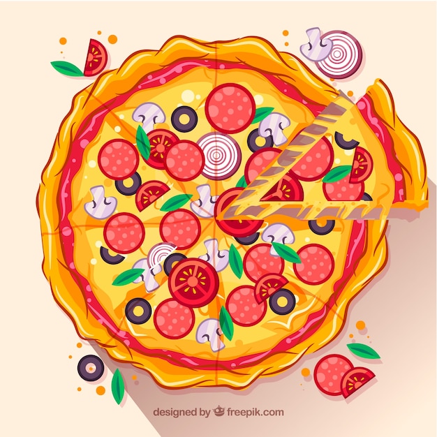 Fond De Pizza Design Plat Vecteur Gratuite