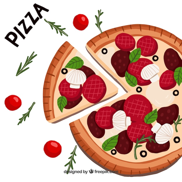 Fond De Pizza Avec Des Ingredients Vecteur Gratuite