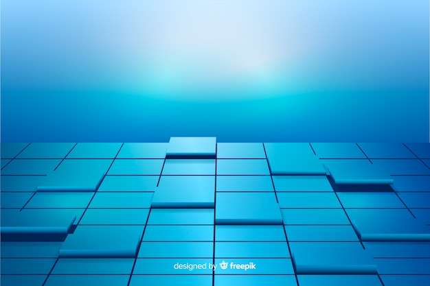 Fond de plancher bleu cubes réalistes Vecteur gratuit