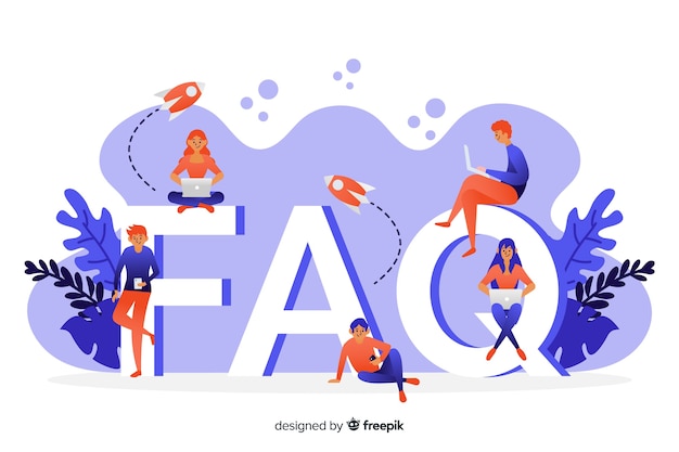Fond plat faq concep bleu Vecteur gratuit