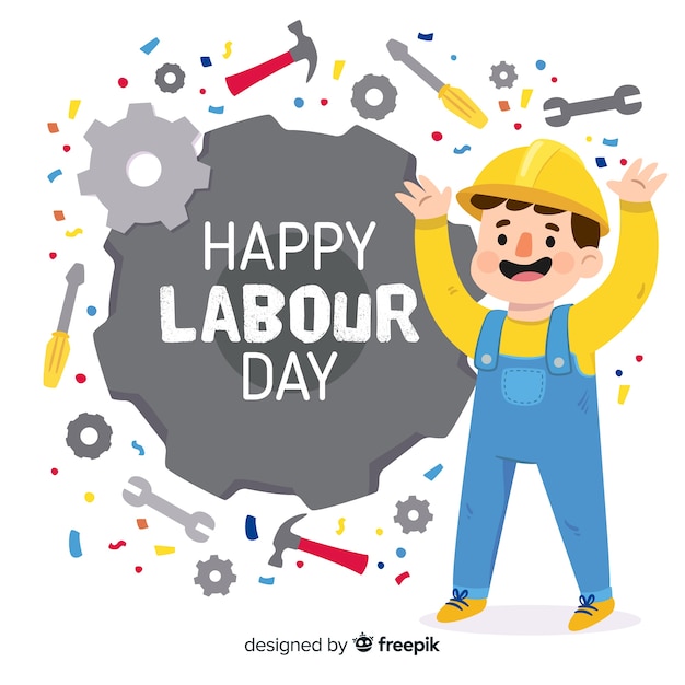 Fond plat de la fête du travail Vecteur gratuit