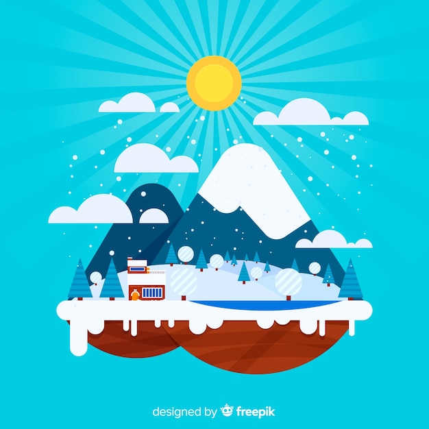 Fond plat d'île d'hiver Vecteur gratuit