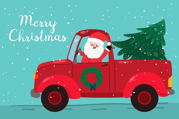 Fond plat de noël avec le père noël Vecteur gratuit