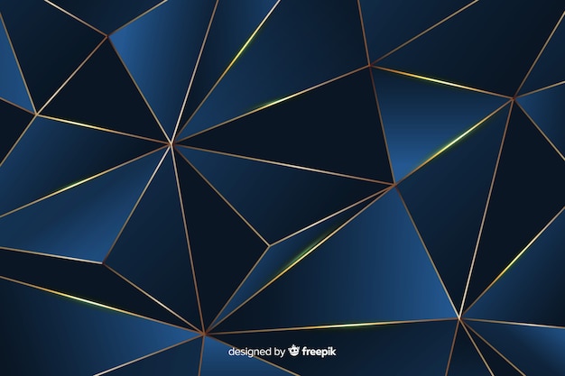 Fond polygonale foncé élégant, couleur bleue Vecteur gratuit
