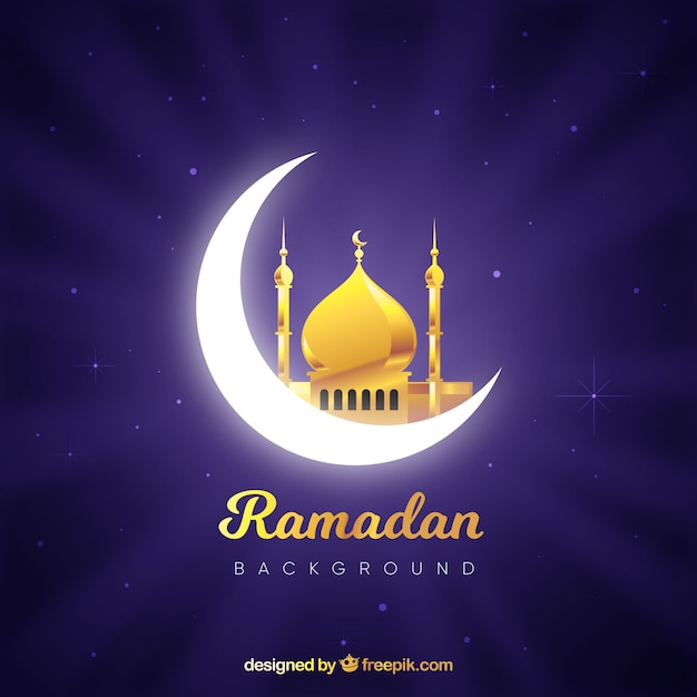 Fond De Ramadan  Avec Mosqu e D or Sur La Forme De La Lune  