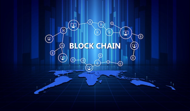 Fond de réseau blockchain Vecteur Premium