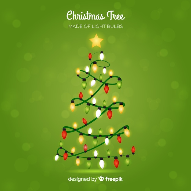 Fond de sapin de noël de guirlande lumineuse Vecteur gratuit