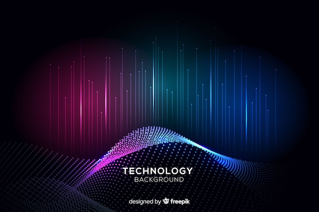 Fond sombre de particules technologiques tombant Vecteur gratuit
