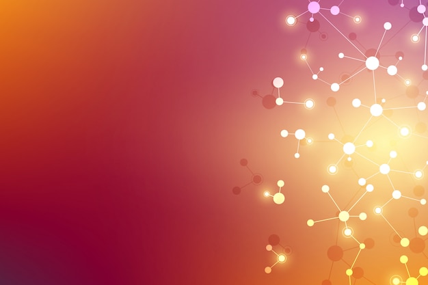 Fond de structure moléculaire. abstrait avec l'adn de la molécule. technologie médicale, scientifique et numérique avec lignes et points connectés. Vecteur Premium