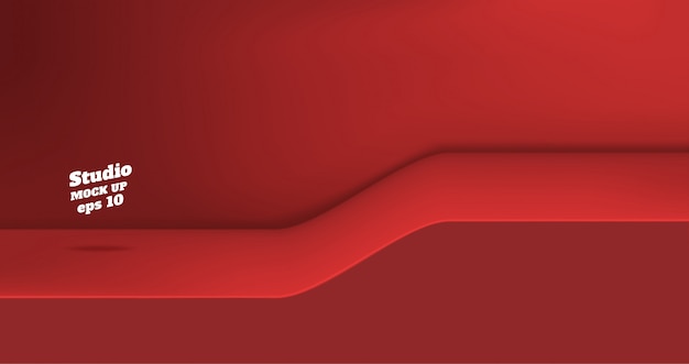 Fond de table studio de couleur rouge vif vide Vecteur Premium